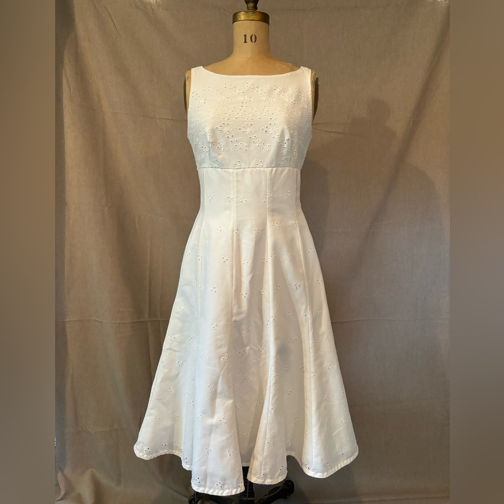 90s Handmade White Eyelet Sundress- Medium